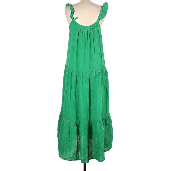 Xirena 100% Cotton Chelsea Gauze Tiered Ruffled Cami Sleeve Midi Dress Pockets M - Picture 3 of 8
